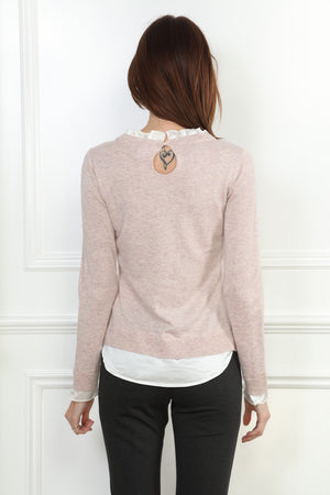 Two-Fer Sweater with Ruffle Trim