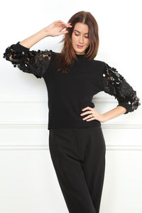 Multi Sequin Sleeve Pullover