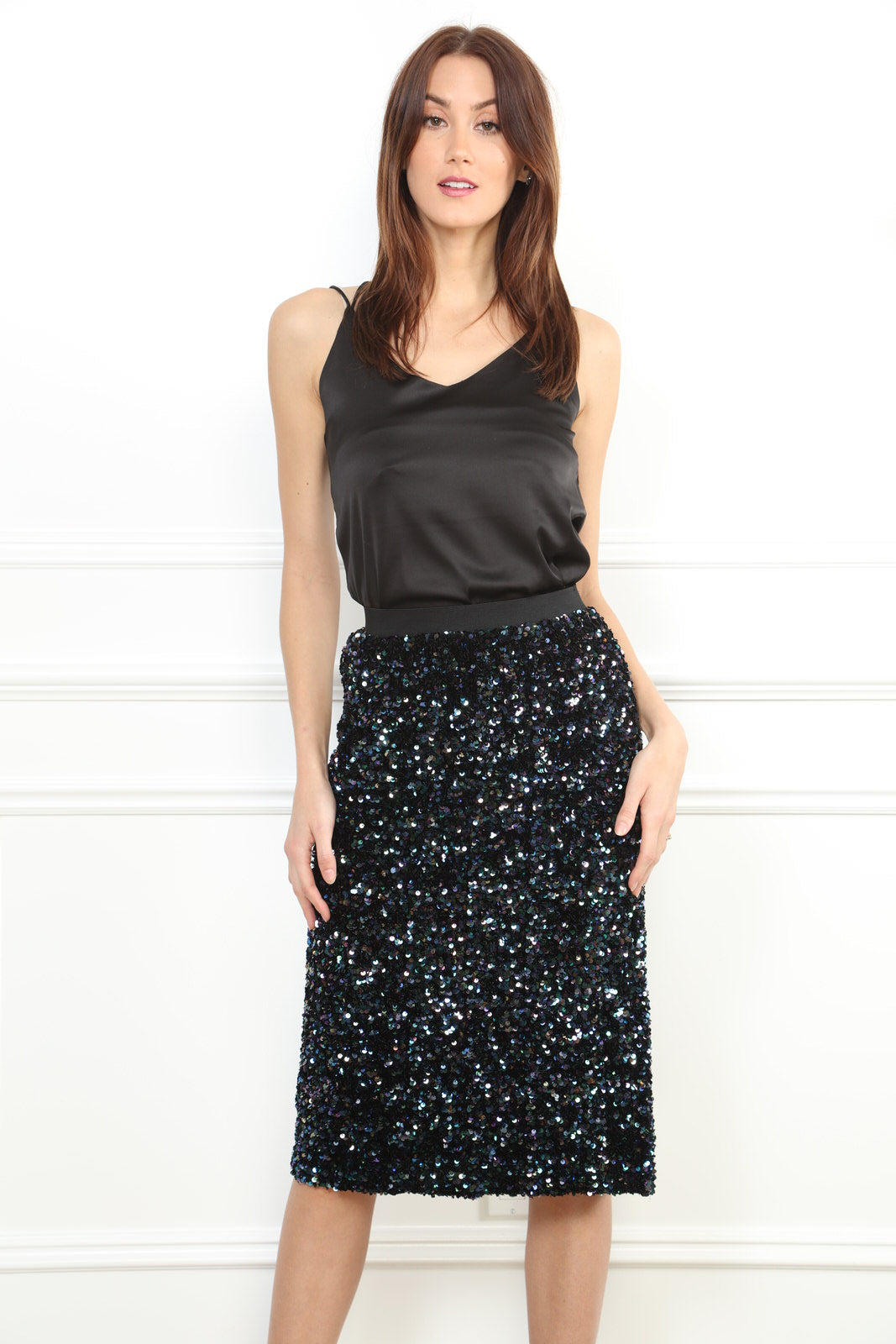 Sequin Elastic Waistband Skirt
