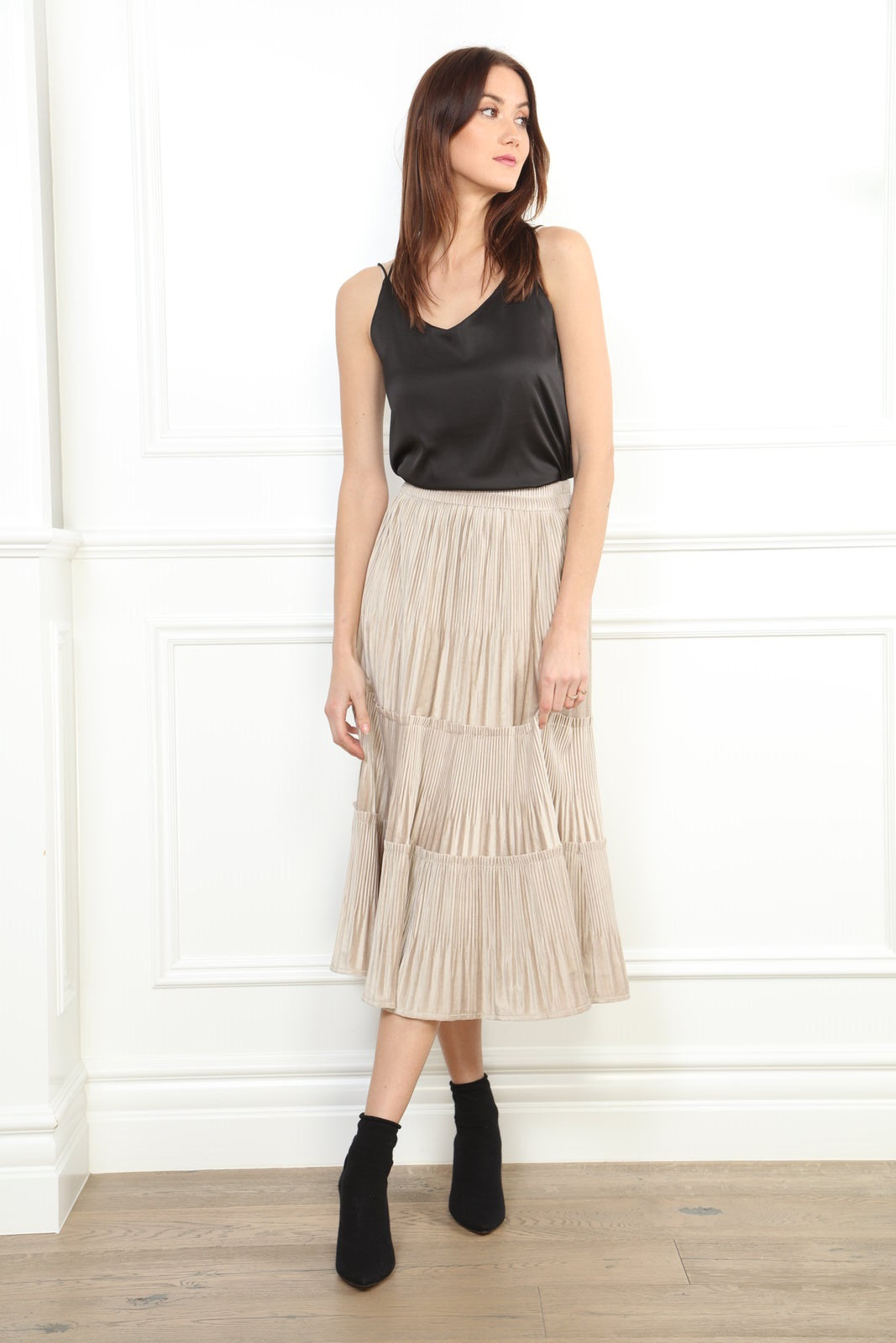 Velvet Pleat Skirt
