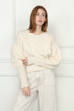 Hand Embroidered Floral Sweater