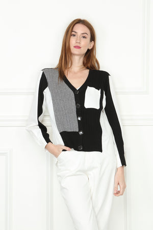 Mix Media Shirt Cardigan