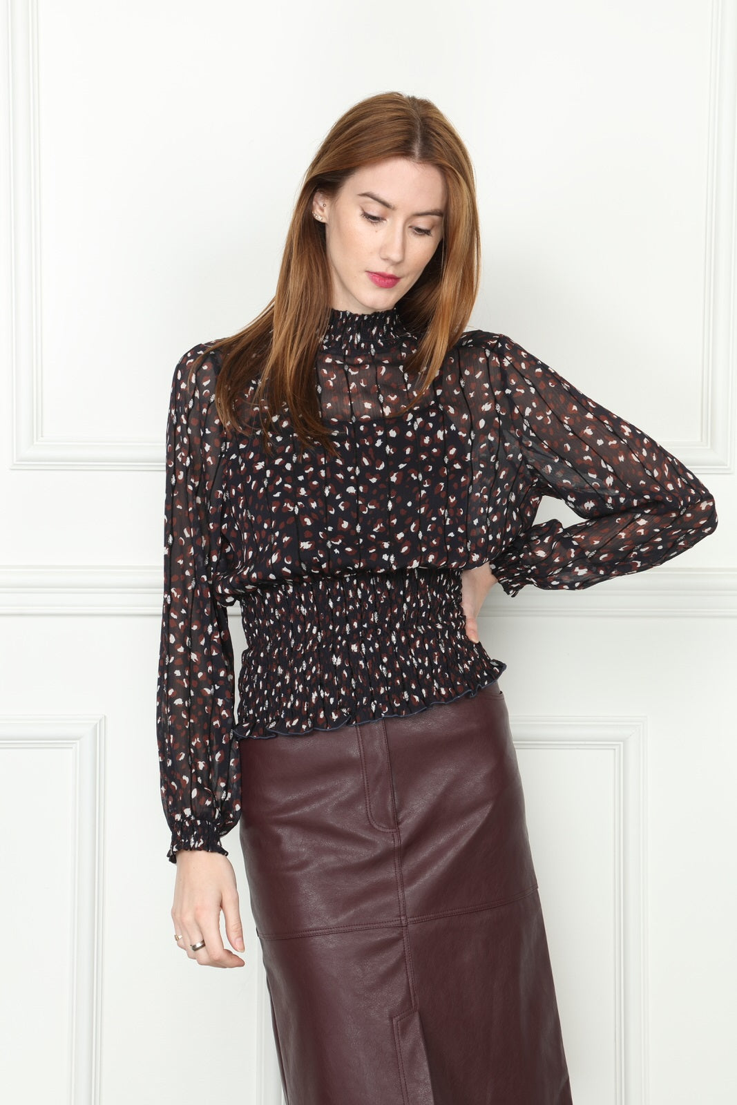 Smocking Print Blouse