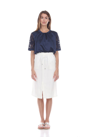 Lace Sleeve Silky Tee