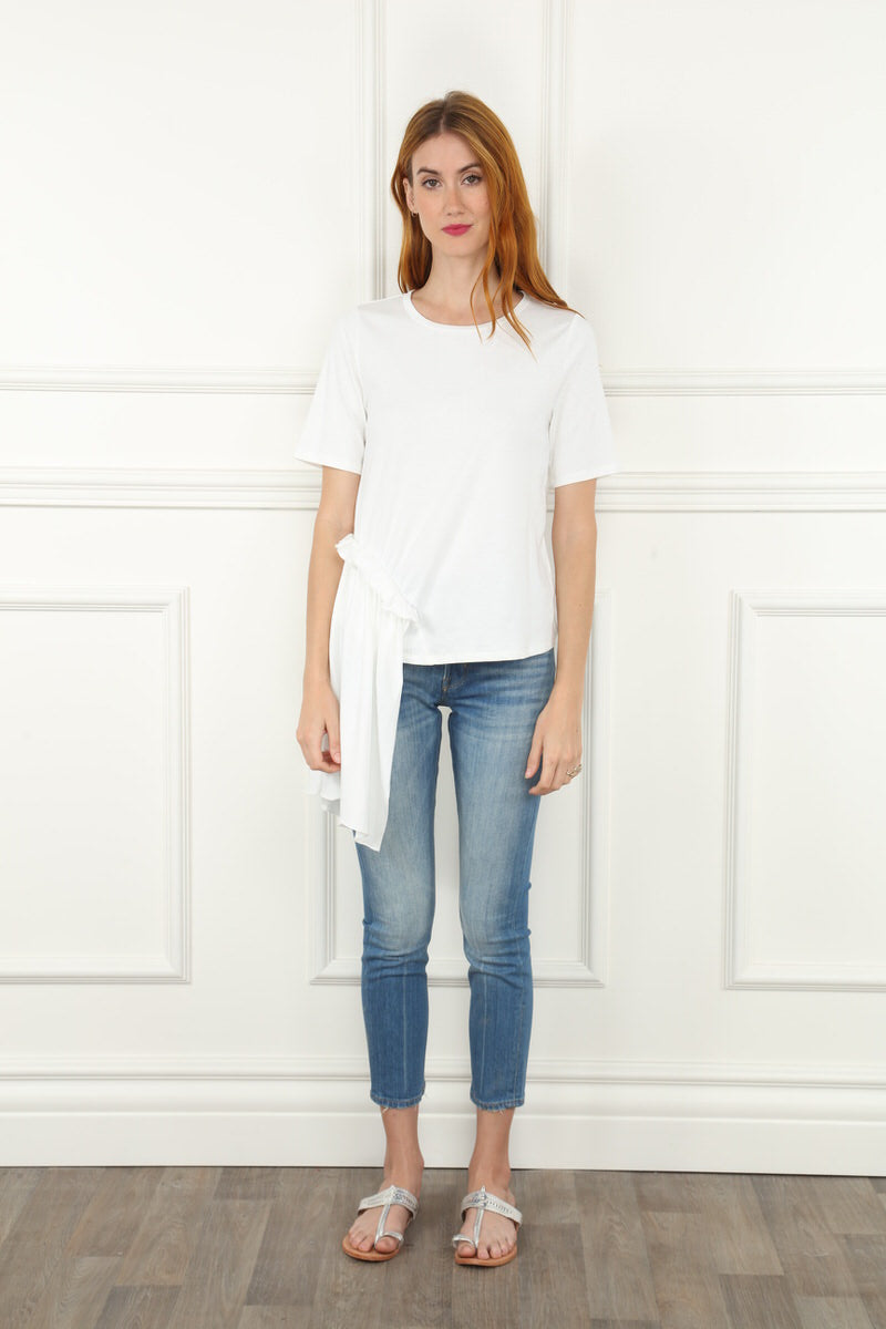 Ivory T Shirt With Drape Detail