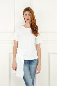 Ivory T Shirt With Drape Detail