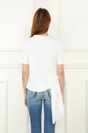 Ivory T Shirt With Drape Detail