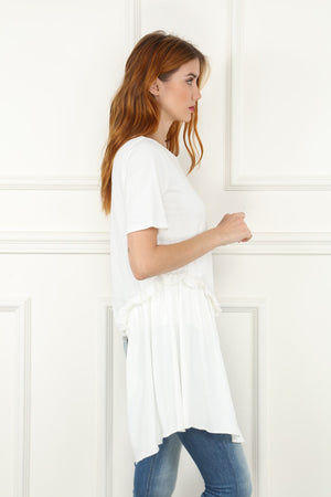 Ivory T Shirt With Drape Detail