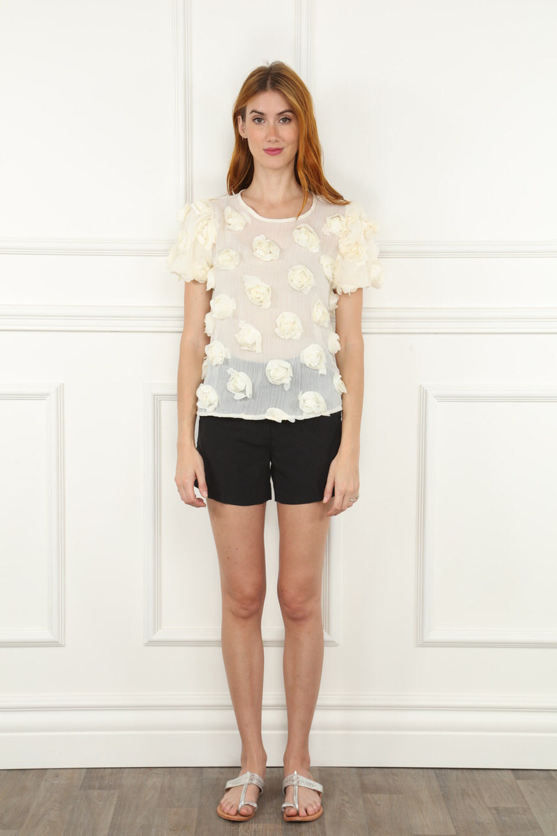Ivory 3D Flower Top