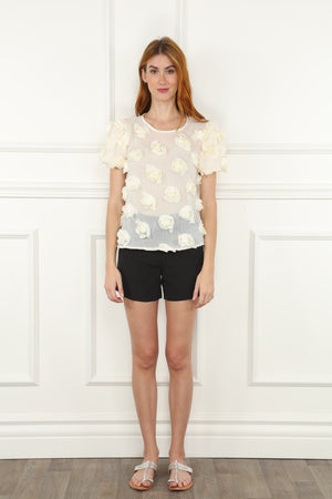 Ivory 3D Flower Top