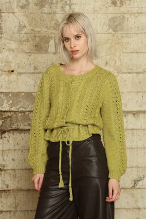 Cable Waist Tie Cardigan