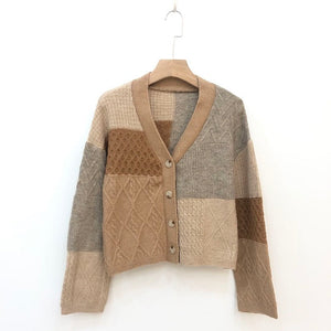 Taupe Combo Color Blocking Cardigan