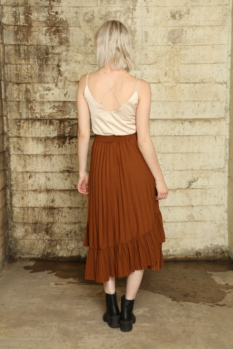 Pleated Uneven Skirt