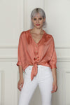 Silky Tie Front Blouse