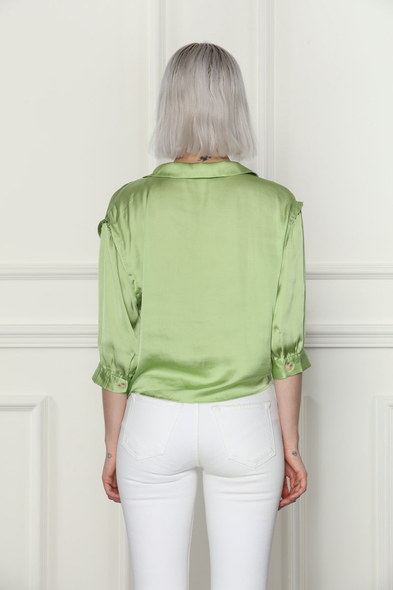 Silky Tie Front Blouse