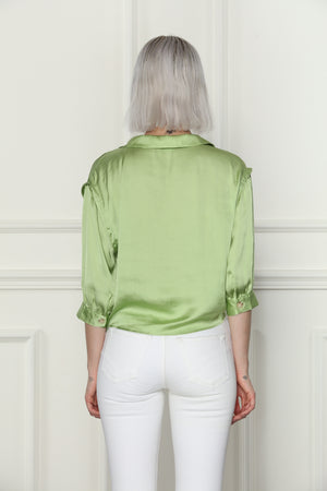 Silky Tie Front Blouse