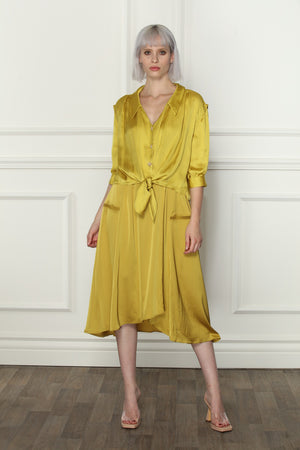 Silky Tie Front Blouse