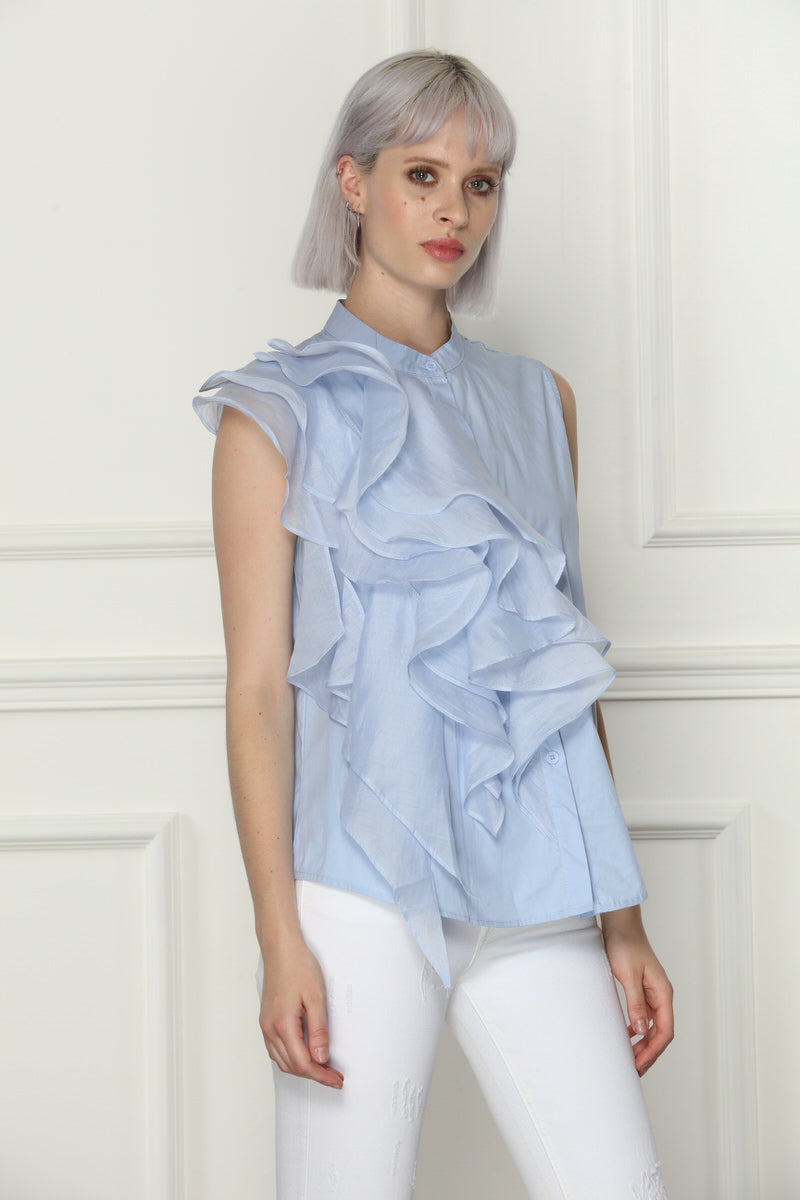 Ruffle Sleeveless Shirt