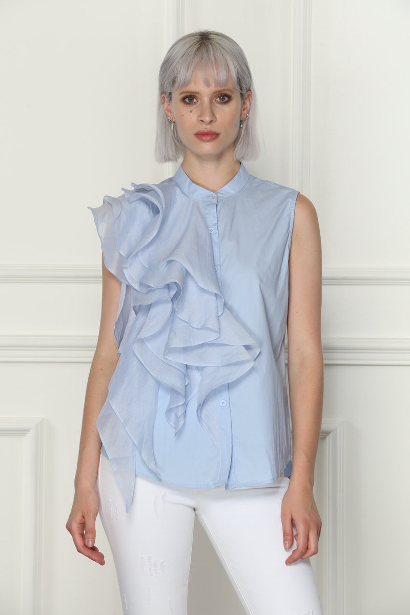 Ruffle Sleeveless Shirt