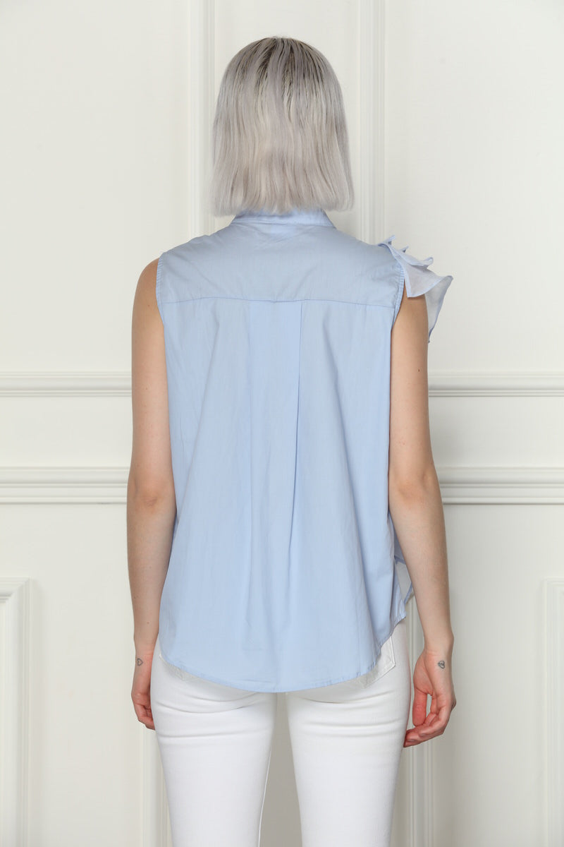 Ruffle Sleeveless Shirt