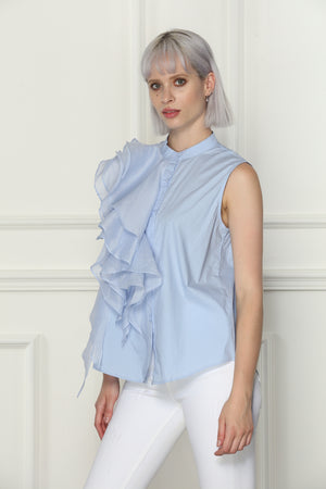 Ruffle Sleeveless Shirt