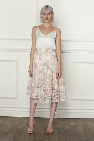 Print Eyelet Lace Skirt