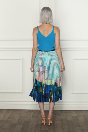 Abstract Colorful Pleated Skirt