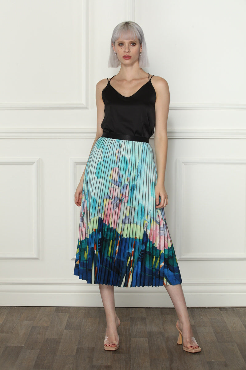Abstract Colorful Pleated Skirt