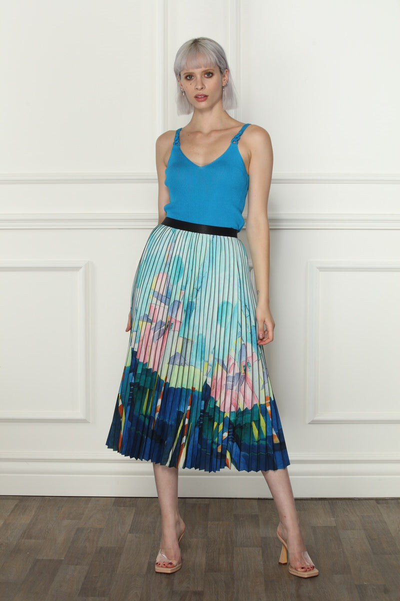 Abstract Colorful Pleated Skirt