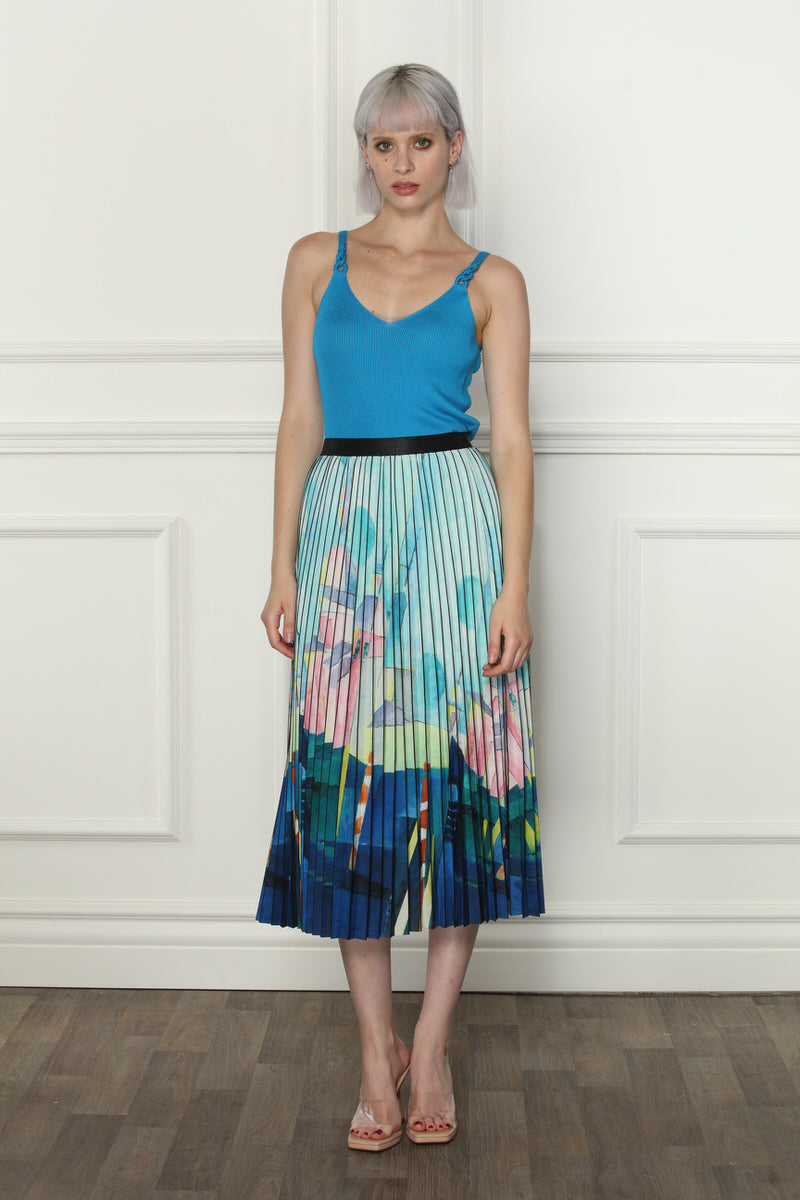 Abstract Colorful Pleated Skirt