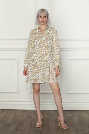 Sand Floral Print Dress