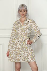 Sand Floral Print Dress