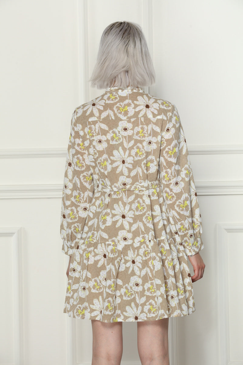 Sand Floral Print Dress