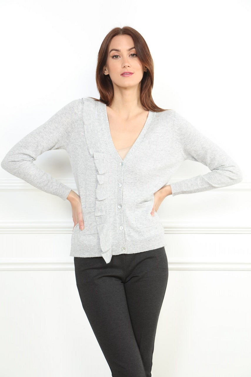 Classic Cardigan with Ruffle